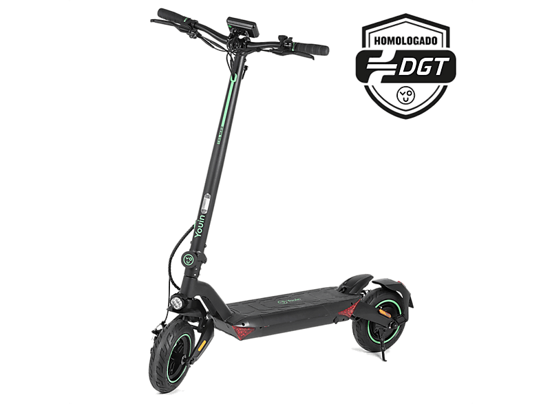 Patinete eléctrico - Youin XLMAX LITE, Pot. máx. 1200 W, Carga máx. 120 kg, 45 km autonomía, 12500 mAh, Negro