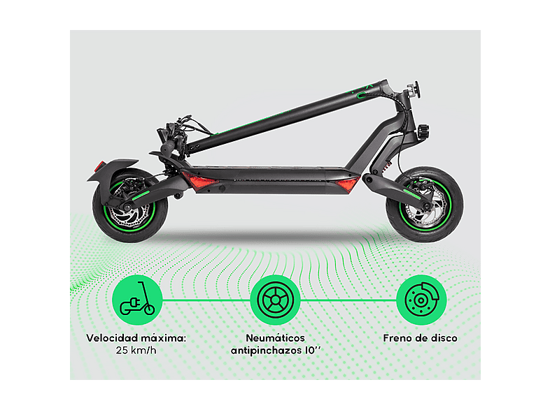 Patinete eléctrico - Youin XLMAX LITE, Pot. máx. 1200 W, Carga máx. 120 kg, 45 km autonomía, 12500 mAh, Negro