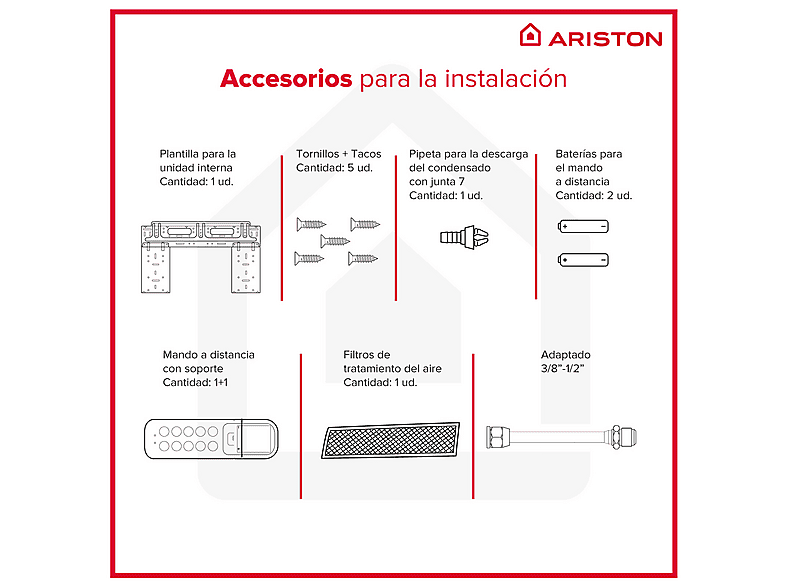 Split 1x1 - Ariston ALYS MUDO25 ++, Frío/Calor, WiFi, Autolimpieza, Función deshumidificador, Modo silencioso, Función Inverter, White