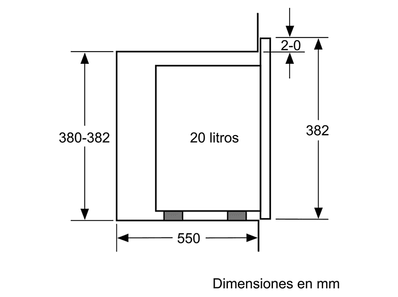 Microondas integrable - Bosch BEL523MS0, 800W, 20 L, Grill, Acero inoxidable