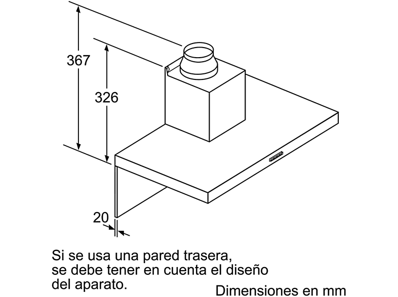 Campana decorativa - Bosch DWB97IM50, Decorativa, 710 m³/h, 3 potencias + intensiva, 90 cm, Inox