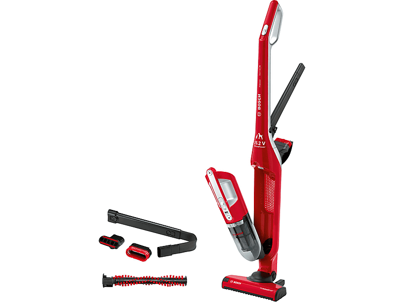 Aspirador escoba - Bosch BBH3ZOO25, 25,2 V, Depósito 0,4 l, Autonomía 55 min, Rojo