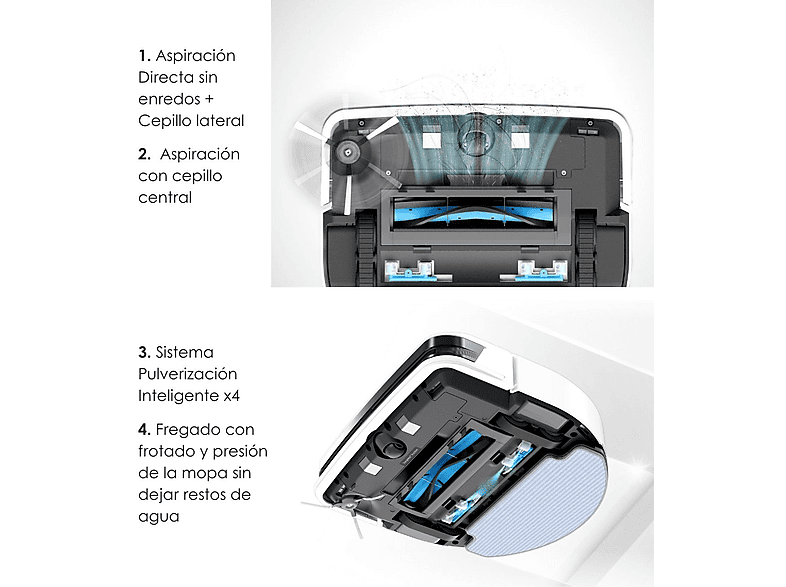 Robot friegasuelos - Smartbot Hobot HOBOT LEGEE-D8 PRO, 19 V, Potencia de succión 5000 kPa, Depósito 500 ml, Autonomía 190 min, Blanco