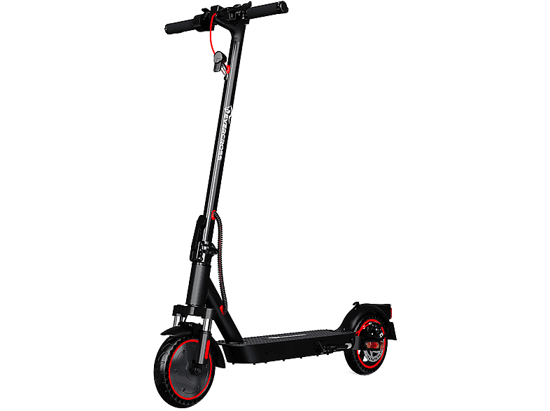 Patinete eléctrico - Evercross Tech EV85F homologado, Pot. máx. 350 W, Carga máx. 120 kg, 7800 mAh, Negro rojo