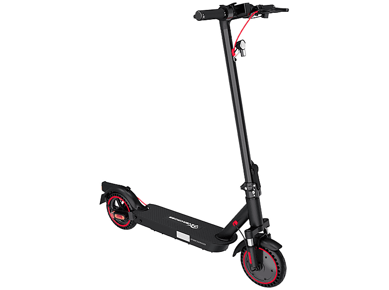 Patinete eléctrico - Evercross Tech EV85F homologado, Pot. máx. 350 W, Carga máx. 120 kg, 7800 mAh, Negro rojo