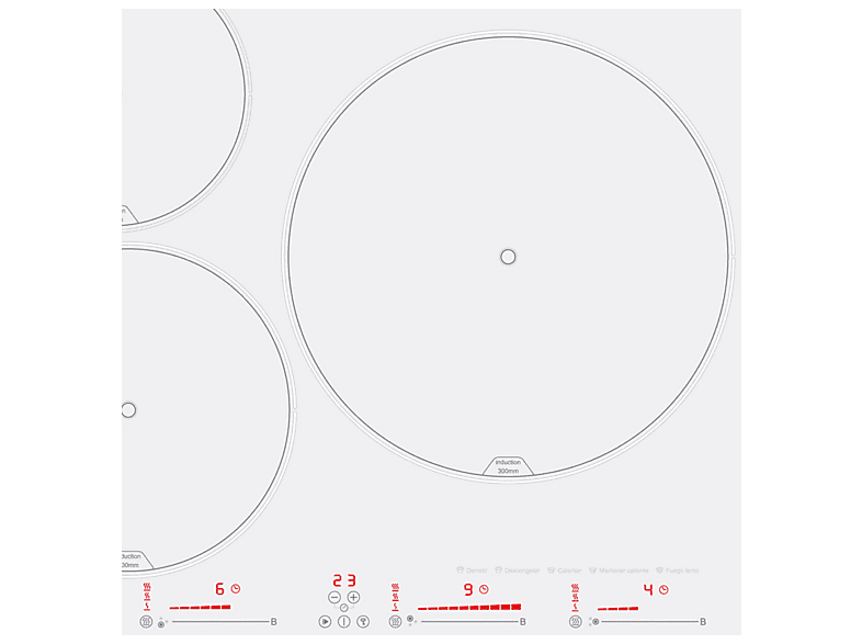 Placa de inducción - Cata INSB 6003 E2 WH, 3 zonas, 59 cm, Blanco