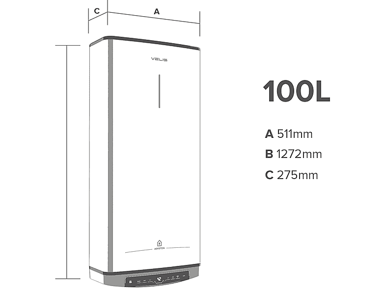 Termo Eléctrico - Ariston VELIS PRO WIFI 100 ES EU + INSTAFIX, 100 l, Blanco