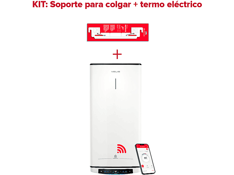 Termo Eléctrico - Ariston VELIS PRO WIFI 80 ES EU + INSTAFIX, 80 l, Blanco