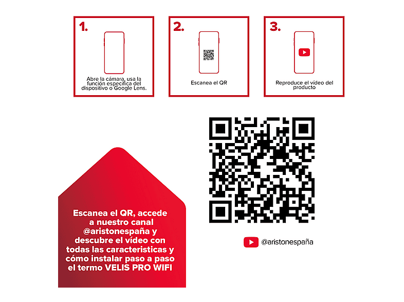 Termo Eléctrico - Ariston VELIS PRO WIFI 80 ES EU + INSTAFIX, 80 l, Blanco