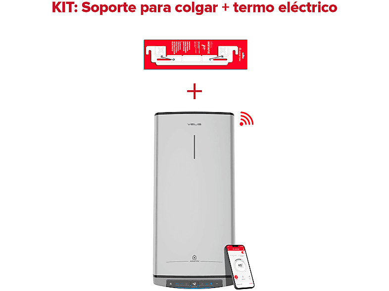 Termo Eléctrico - Ariston VELIS TECH DRY WIFI 80 ES EU + INSTAFIX, 80 l, Gris