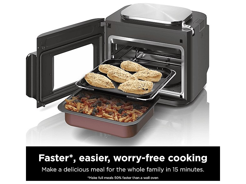 Freidora de aire - Ninja SFP700EU, 1780 W, 12,5 l, Negro, Acero inoxidable