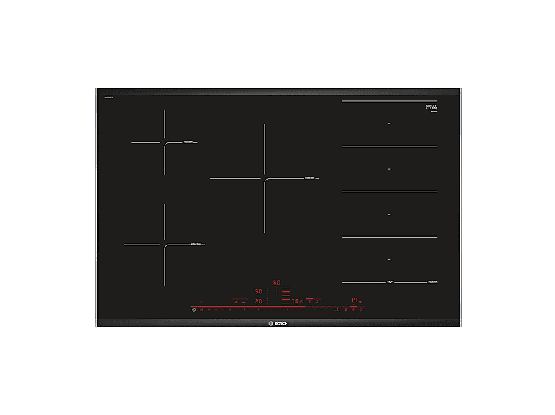 Placa de Inducción - Bosch PXV875DC1E, 5 zonas, 81,6 cm, Negro