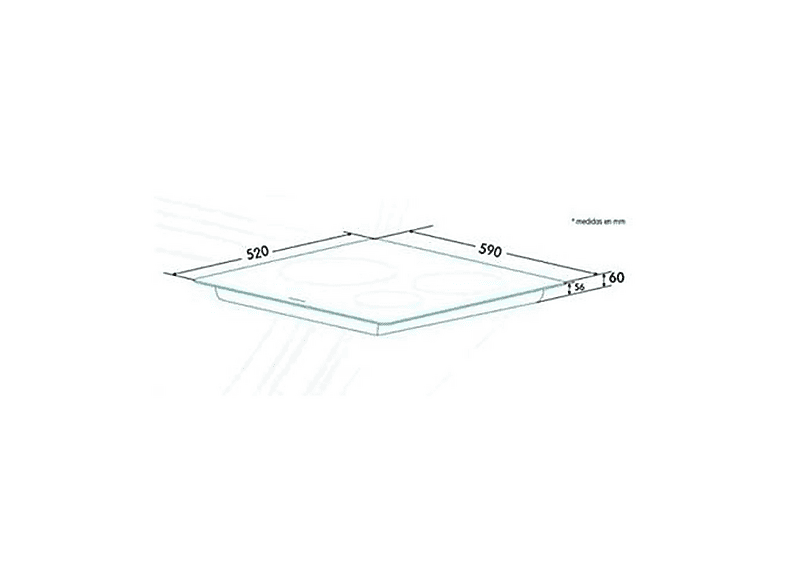Placa de inducción - Edesa EIT-6328, 3 zonas, 590 mm, Negro
