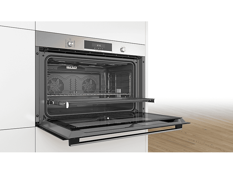 Horno - Bosch Serie 6 VBD5780S0, Multifunción, 112L, 90cm, 10 funciones, LCD, Clase A+, Pirolítico, Negro