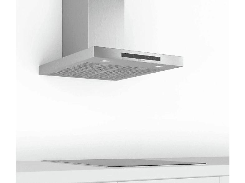 Campana decorativa - Bosch DWB67IM50, Decorativa, 720 m³/h, 3 velocidades + intensiva, 60 cm, Clase B, Inox