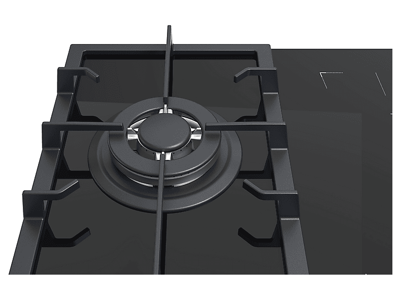 Placa de gas - Vitrokitchen VG611NN con placa de inducción, 3 zonas, 58 cm, negro