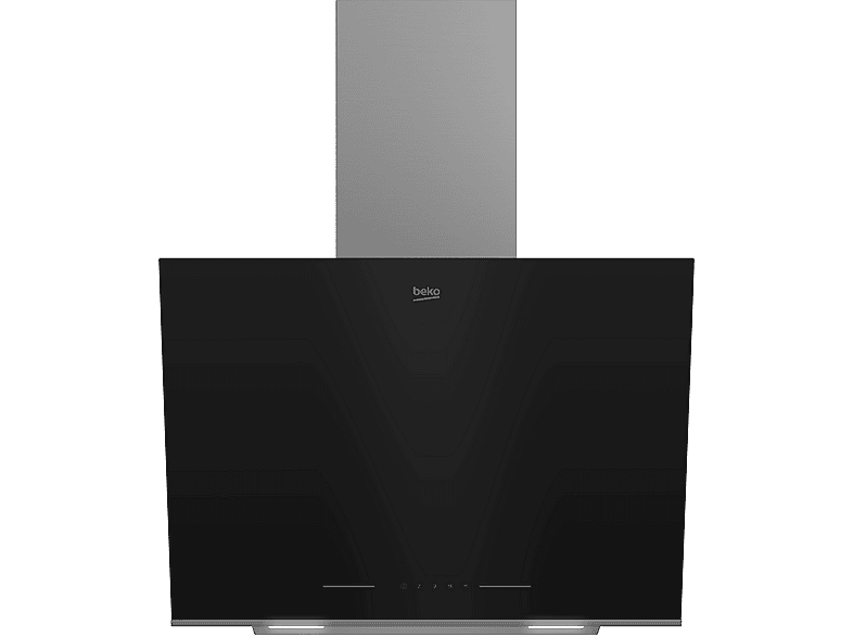 Campana decorativa - Beko BHCA66641BBHS 7704331206, 4 velocidades, 445 m³/h, 595 mm, Cristal Negro