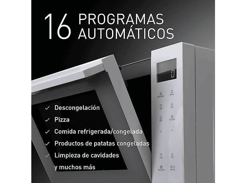 Microondas con horno - Panasonic NN-DF37PWEPG, 1380 W, 7 potencia, 23 l, Blanco