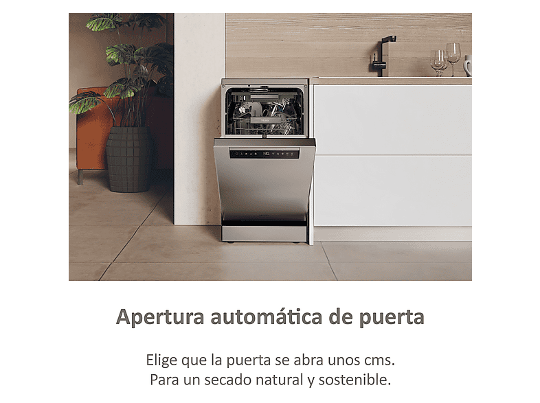 Lavavajillas libre instalación 45 cm - Haier XF1C3TB1FX, 11 servicios, 8 programas, 44,8 cm, Inox