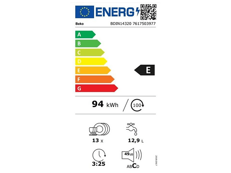 Lavavajillas integrable 60 cm - Beko 7617503977, 13 servicios, 4 programas, 598 mm, Inox