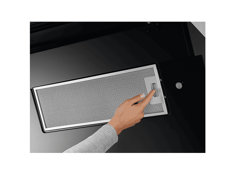 Campana decorativa - AEG Serie 9000 SilenceTech DVE5671HG, 3 velocidades, 400 m³/h, 600 mm, Negro e INOX