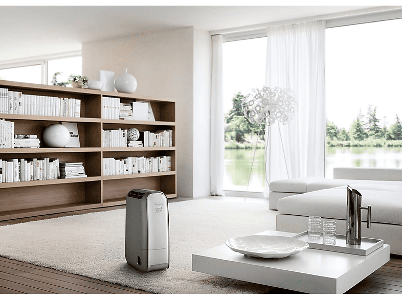 Deshumidificador - De Longhi, De'Longhi Tasciugo AriaDry Light DNS80, Extracción 7.5 l/día, Depósito de 2,8 l, Superficia de 85 m³, Pantalla LCD, Gris