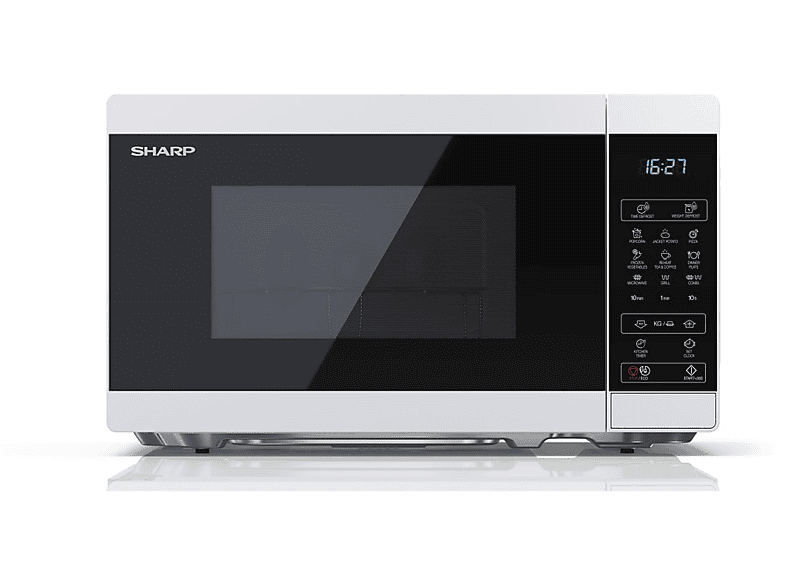 Microondas - Sharp YC-MG02EW, 800 W, 11 potencia, 20 l, Blanco