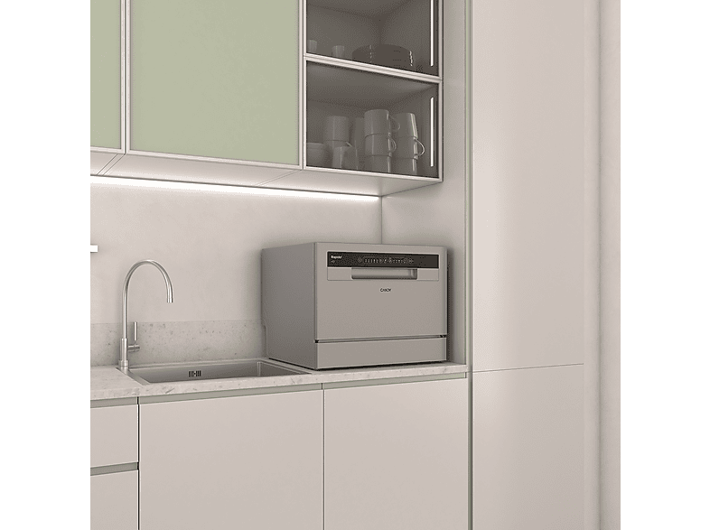 Lavavajillas compacto - Candy CP 6E51LS, 6 servicios, 5 programas, 55 cm, Silver