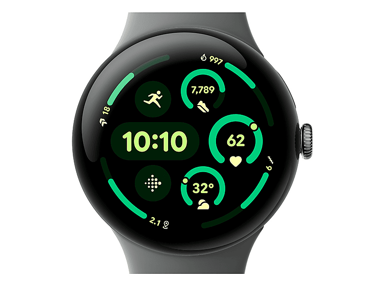 Smartwatch - Google PIXEL WATCH 3 45MM GREEN, S-L, Aluminio 100% reciclado, Verde liquen