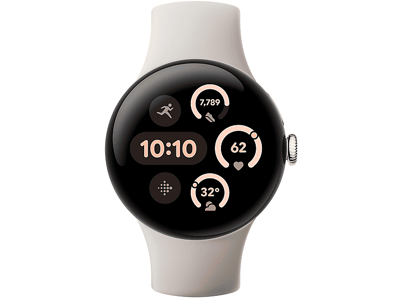 Smartwatch - Google PIXEL WATCH 3 41MM SILVER, S-L, Aluminio 100% reciclado, Porcelana