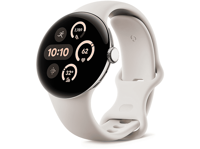 Smartwatch - Google PIXEL WATCH 3 41MM SILVER, S-L, Aluminio 100% reciclado, Porcelana