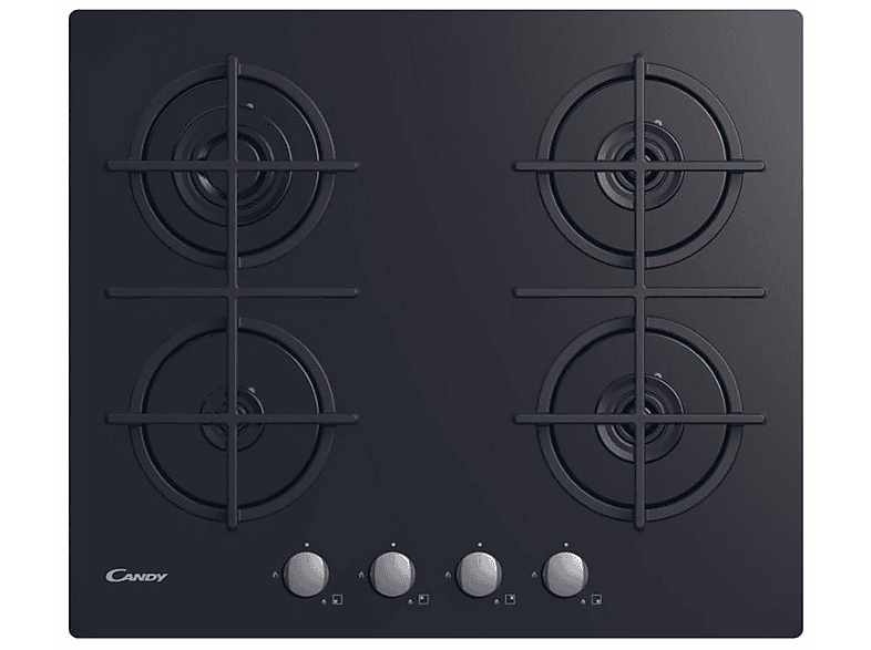 Placa de gas - Candy CVG6B, 4 zonas, NG + LPG (Butane), 595 mm, Negro