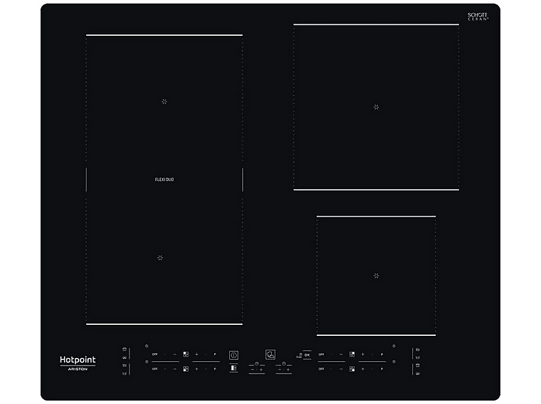 Placa de inducción - Hotpoint 528, 4 zona(s) zonas, 590 mm, Black