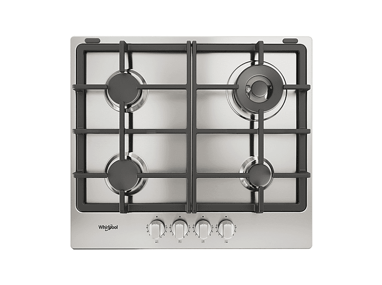 Placa de gas - Whirlpool TGML 661 IX R, 4 zonas, 58 cm, Acero inoxidable