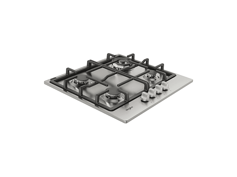 Placa de gas - Whirlpool TGML 661 IX R, 4 zonas, 58 cm, Acero inoxidable