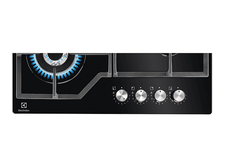Placa de gas - Electrolux 304619985, 4 zonas, NG + LPG (Propane/Butane), 590 mm, Negro