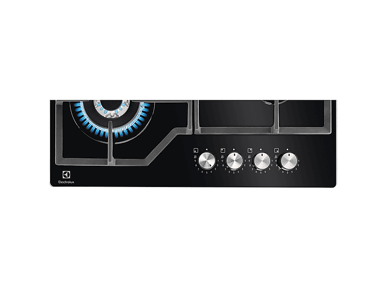 Placa de gas - Electrolux 304619985, 4 zonas, NG + LPG (Propane/Butane), 590 mm, Negro