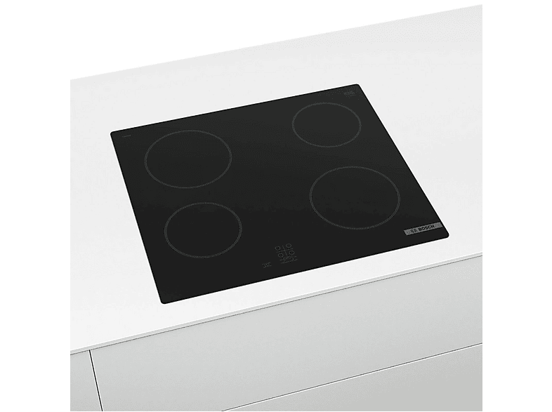 Placa de vitrocerámica - Bosch PKE61RAA2E, 4 zona(s) zonas, 592 mm, Negro