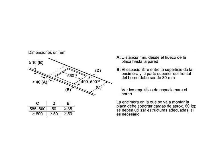 Placa de inducción - Bosch PVS631HC1E, 4 zona(s) zonas, 592 mm, Black