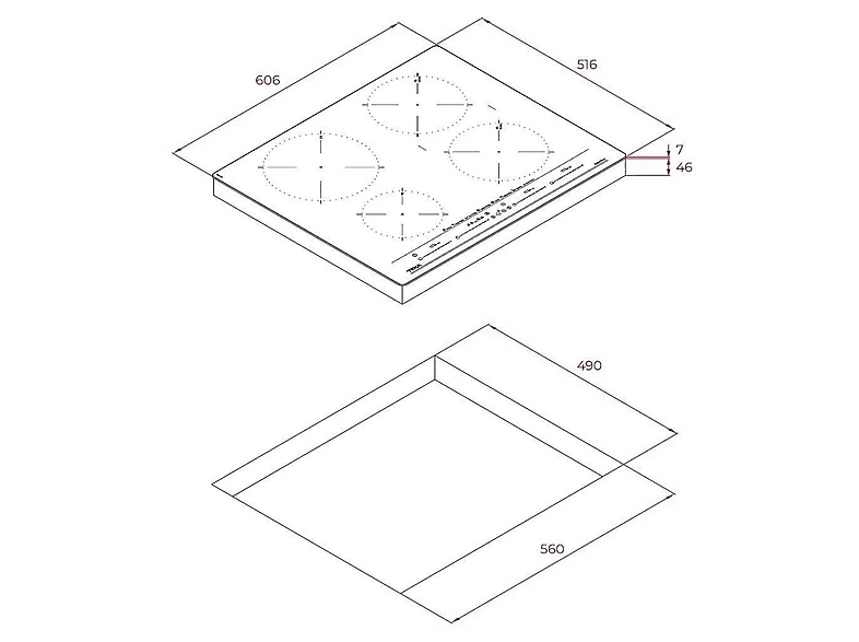 Placa de inducción - Teka 112500023, 4 zona(s) zonas, 606 mm, Negro