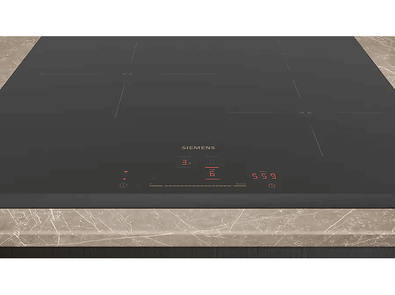 Placa de inducción - Siemens EH631HCC1E, 3 zonas, 592 mm, Negro