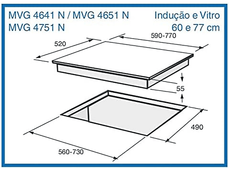 Placa de inducción - Meireles MV 1613, 3 zonas, 59 cm, Negro