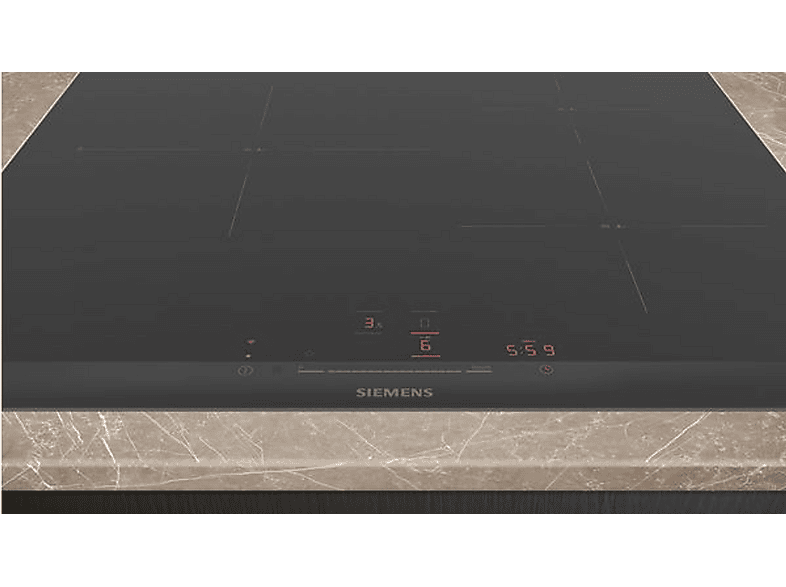 Placa de inducción - Siemens EH677HCC1E, 3 zonas, 602 mm, Negro