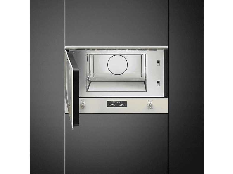 Microondas integrable - Smeg MP822PO, 850 W, 23 l, Crema de