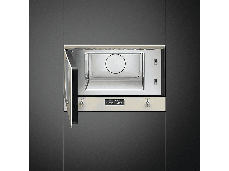 Microondas integrable - Smeg MP822PO, 850 W, 23 l, Crema de