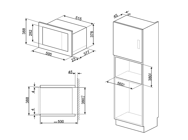 Microondas integrable - Smeg FMI425X, 900 W, 25 l, Acero