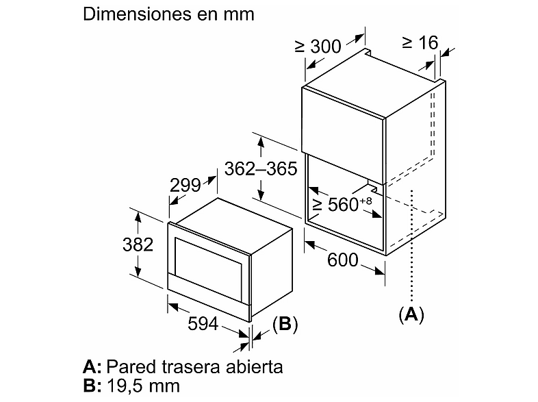 Microondas integrable - Siemens BF722R1B1, 900 W, 5 potencia, 21 l