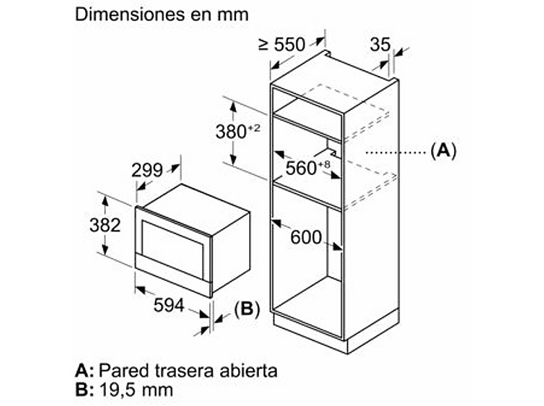 Microondas - Siemens BE732R1B1, 2,050 W, 5 potencia, 21 l