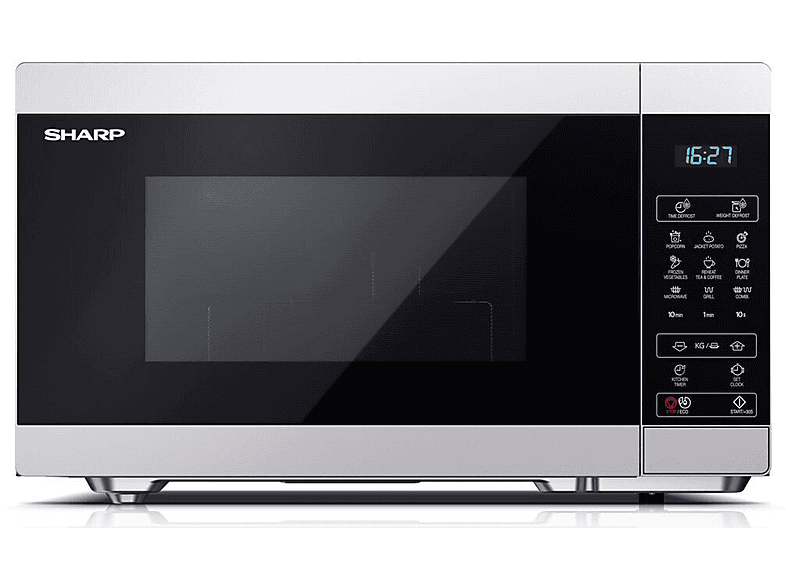 Microondas libre instalación - Sharp YC-MG81E-W, 900 W, 11 potencia, 28 l, Bicolor
