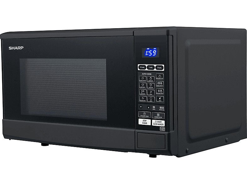 Microondas libre instalación - Sharp R670BK, 800 W, 10 potencia, 20 l, Negro